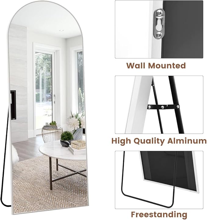 Arched Floor Mirror, Standing Mirror Hanging or Leaning, Body Mirrors