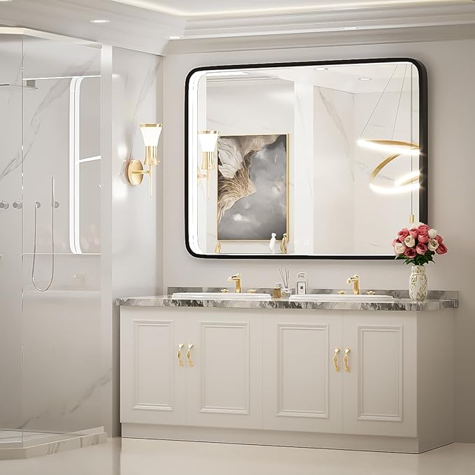 40X30 Inch Black Bathroom Mirror
