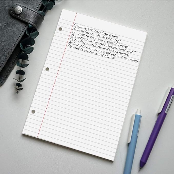 A5 Filler Paper, 3 Hole Planner Refills, Organizer, Loose-leaf Binder Paper, 100 Sheets/200 Pages, Lined, 100gsm, White, 5.8 x 8.2 Inch, 3 Hole Filler Paper, Mini Binder Refill Inserts
