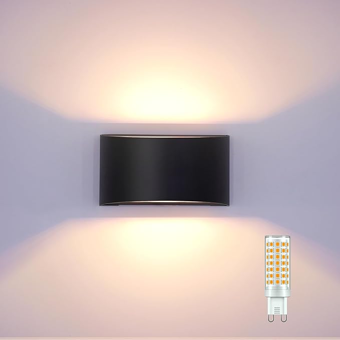 KICAAO Modern LED Wall Sconce, Warm White 3000K, Hardwired Indoor Black Wall