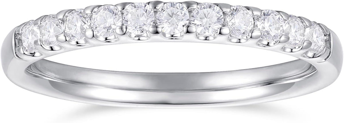 DeMoise 14K Gold Moissanite Wedding Bands 14K Gold Moissanite Wedding Rings 2mm Stackable Band Ring Half Eternity Band for Women