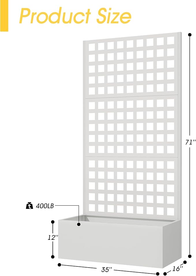 Metal Planter Box with Trellis, Planter Box Trellis with Privacy Screen and