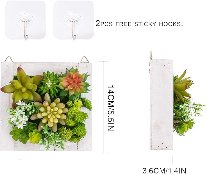 Hanging Wall Artificial Plants for Home Decor Indoor Faux Succulents in Wooden