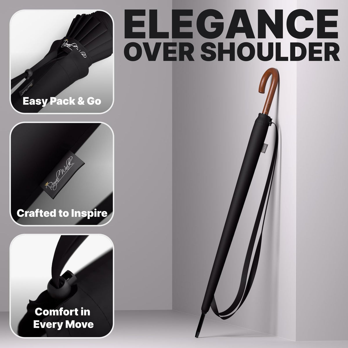 Royal Walk Large Umbrella for 2 - 54 Inch Automatic Open, Wind Resistant, Fast Drying Design