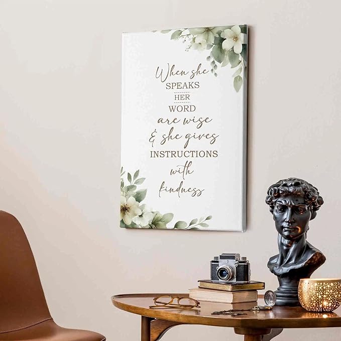HIWX Christian Wall Decor, Sage Green Botanical Bible Verses Framed Canvas