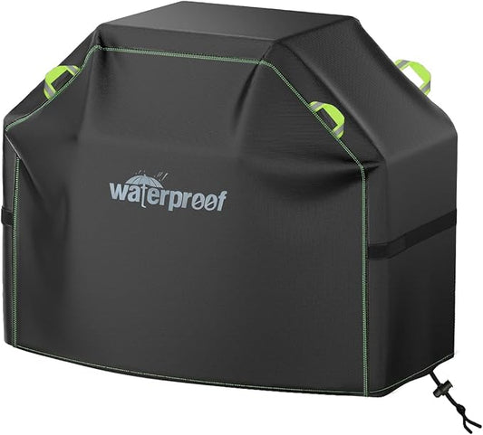 Grill Cover, 58 inch BBQ Grill Cover for Outdoor Grill, 420D Waterproof Fabric, UV & Fade Resistant, All-Weather Barbecue Gas Grill Cover with Handles, Straps & Adjustable Drawstring