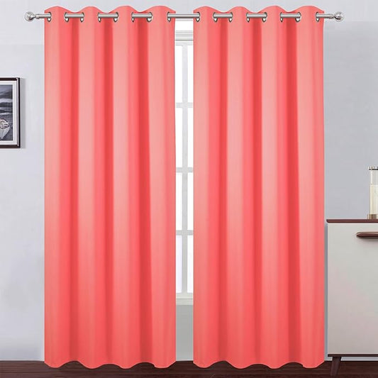 LEMOMO Blackout Curtains 52 x 120 Inch Long Coral Curtains Set of 2 Panels Room