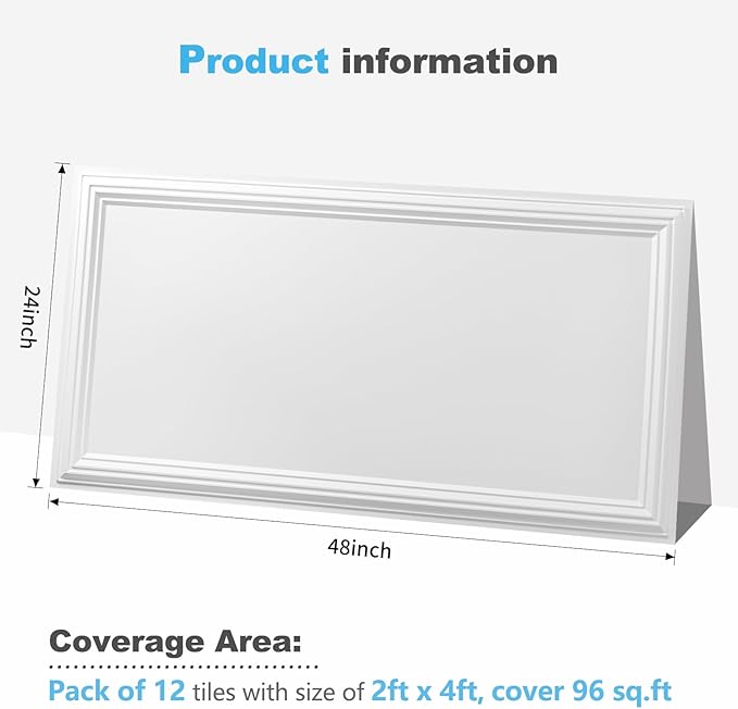 Art3d Drop Ceiling Tiles 48x24, Decorative PVC Ceiling Panels, Waterproof