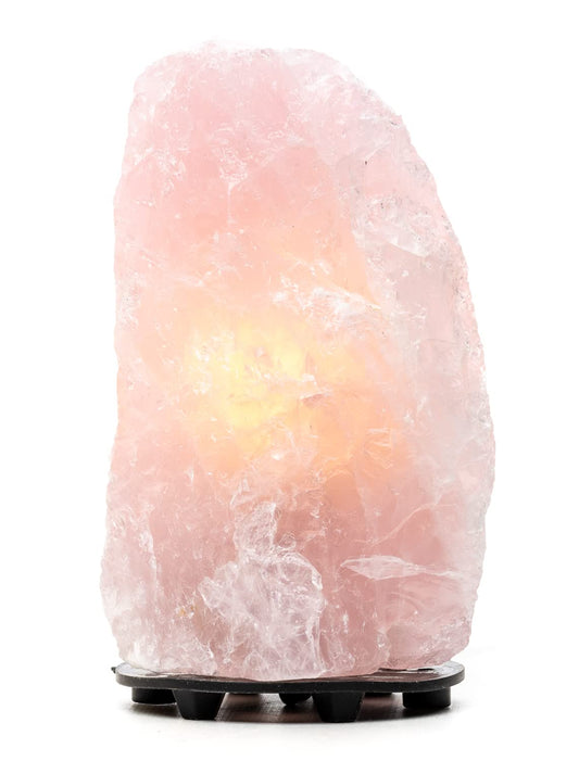 DesertUSA Rose Quartz Lamp Dimmable LED Light, Small, Wood Base, Crystal, Stone, Rose Quartz