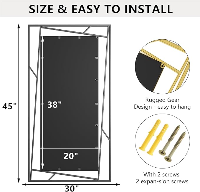 Rectangular Wall Mirror, Hang Horizontally or Vertically