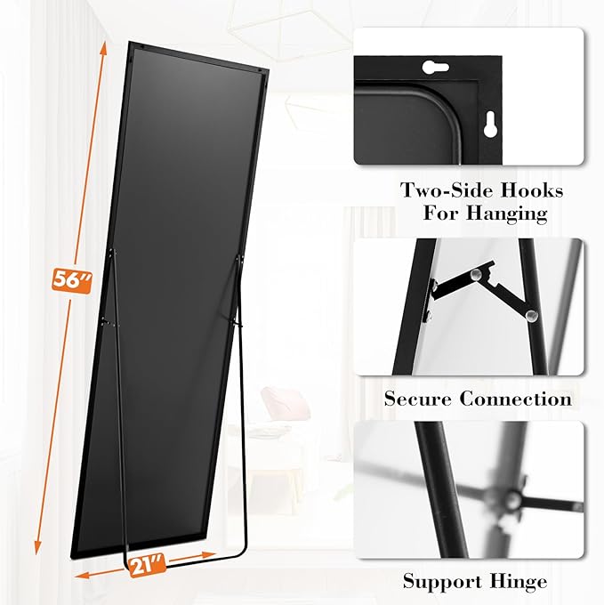 Sweetcrispy 56"x21" Full Length Mirror, Leaning or Standing Full Body Mirror