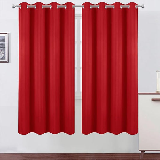 LEMOMO Blackout Curtains 66 x 72 Inch Long Bright Red Curtains Set of 2 Panels