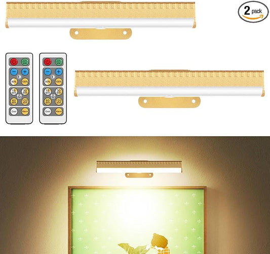 2Pcs Picture Light for Wall Dimmable, Remote Painting Light
