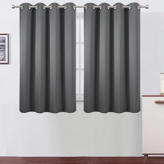 LEMOMO Blackout Curtains 66 x 54 Inch Long Frost Grey Curtains Set of 2 Panels