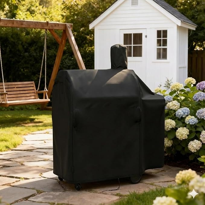 Grill Cover for Nexgrill 810-0071 Oakford 1150 Reverse Flow Offset Smoker Charcoal Grill, Waterproof Outdoor BBQ Griddle Cover, Fade-Resistant UV Resistant All Weather Protection