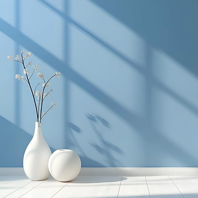 FUKU MON Light Blue Matte Contact Paper, Self-Adhesive Peel and Stick Wallpaper
