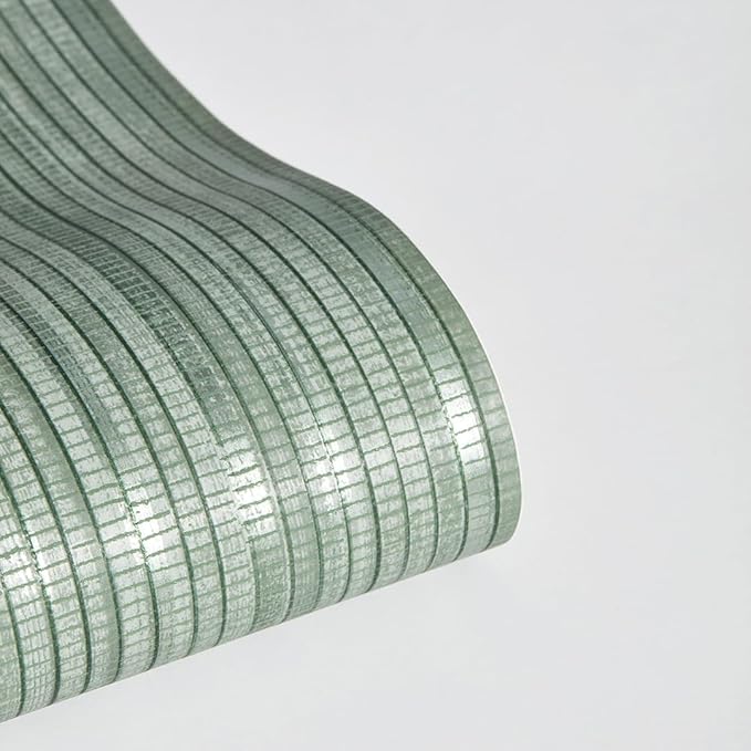 Tempaper Textured Metallic Sage Green Faux Grasscloth Removable Peel and Stick