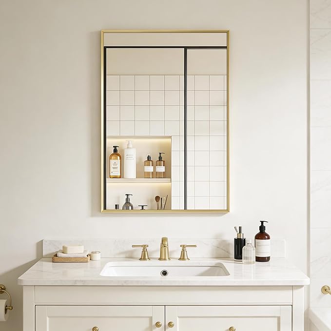 BOMINICA Brushed Gold Bathroom Mirror