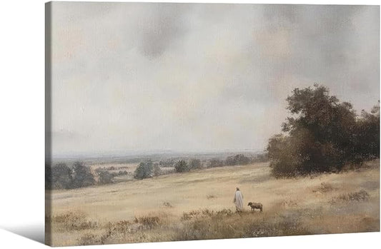 Jesus and Lamb the Lord is My Shepherd Wall Art Jesus Christian Poster 08x10