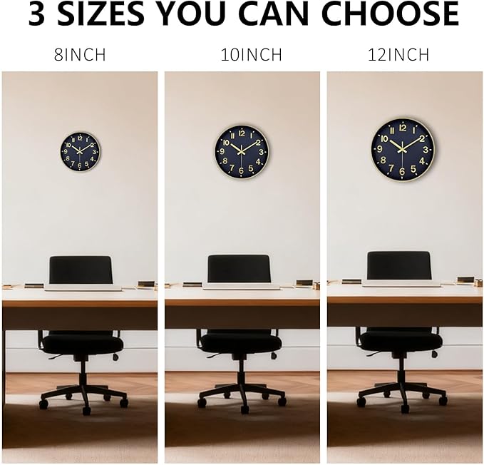 Wall Clocks Battery Operated, 12Inch Non Ticking Digital Wall Clock, Silent