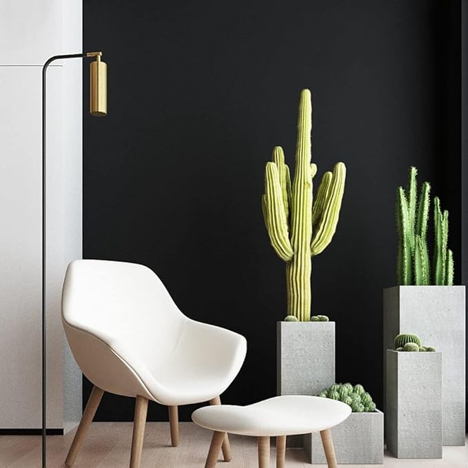 17"x120" Black Wallpaper Peel and Stick Contact Paper, Matte Black Wallpapers