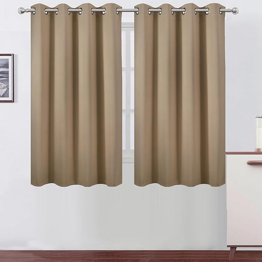 LEMOMO Natural Thermal Blackout Curtains/52 x 54 Inch/Set of 2 Panels Room