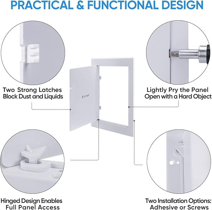 TICONN Access Panel for Drywall, 6 x 9 Inch ABS Plastic Wall Hole Cover Access