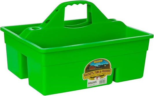 Little GiantÂ® Plastic DuraTote | Horse Grooming DuraTote | Durable Tote Box Organizer with Easy Grip Handle | Extra Thick Sidewalls | Lime Green