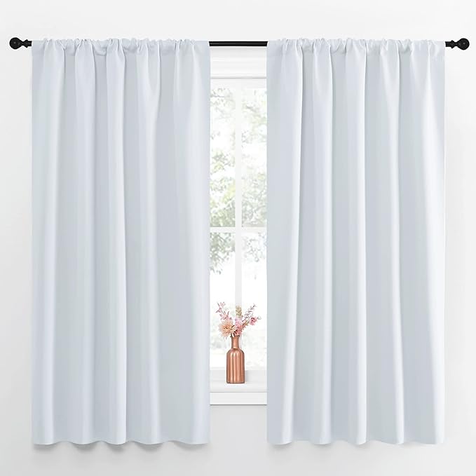 NICETOWN Greyish White Bedroom Curtain Panels