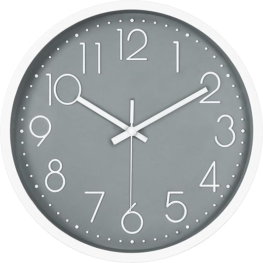 JUSTUP 12in Non-Ticking Wall Clock, Silent Battery Operated Wall Clock