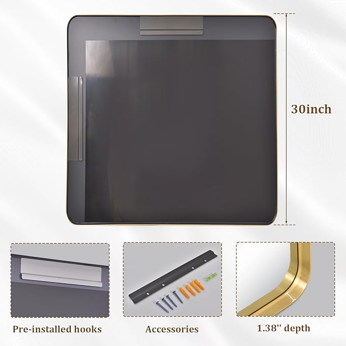 30"x 30" Gold Bathroom Mirror