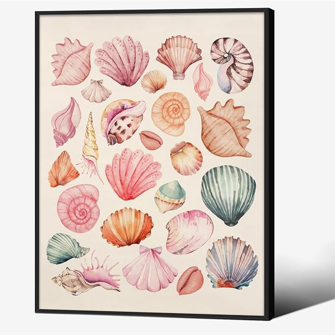 Pink Seashell Posters Coastal Cowgirl Canvas Wall Art Trendy Beach Starfish
