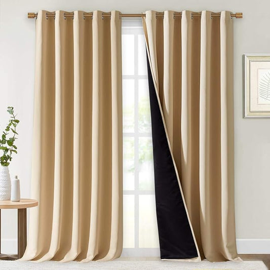 NICETOWN Thermal Insulated 100% Blackout Curtains, Cold Noise Reducing