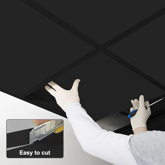 Smooth Black Drop Ceiling Tile 2ft x 2ft, PVC Ceiling Panel – Waterproof