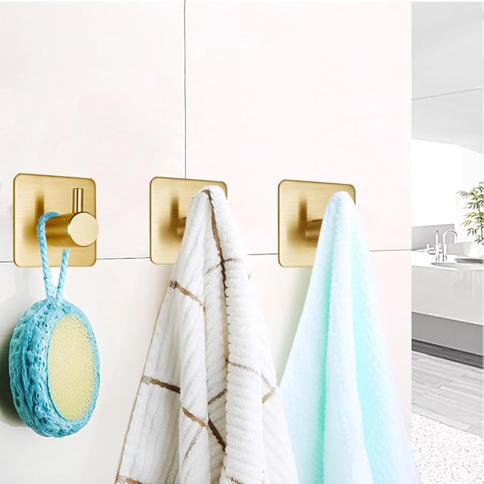 Fotosnow Gold Adhesive Hooks 15LB, Non Tarnish Sticky Hooks