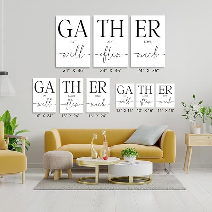 GUBIYU Large Gather Signs for Home Decor, Framed Kitchen Wall Art Farmhouse