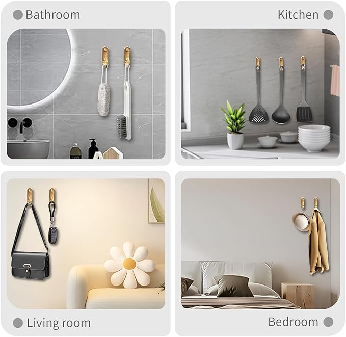6PCS Foldable Wall Hooks, Zinc Alloy Flip Down Hooks, Retractable Wall Hooks
