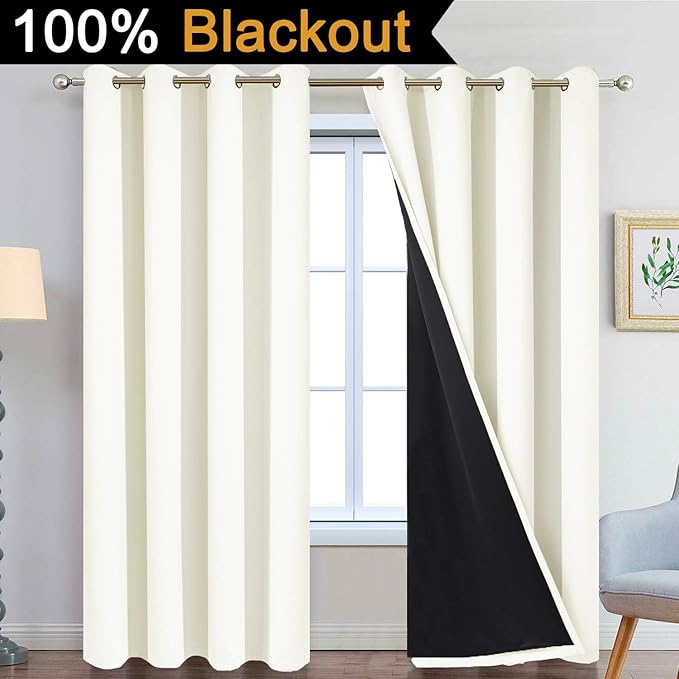 Yakamok 100% Blackout Curtains Thermal Insulated Curtain Panels
