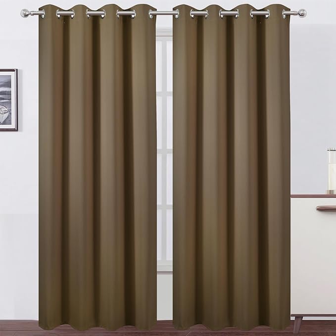 LEMOMO Blackout Curtains 52 x 84 inches Long Brown Curtains Set of 2 Panels