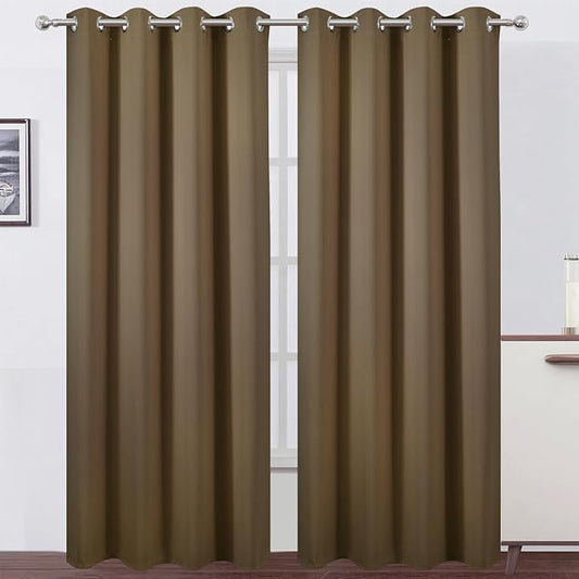 LEMOMO Blackout Curtains 52 x 90 inches Long Brown Curtains Set of 2 Panels