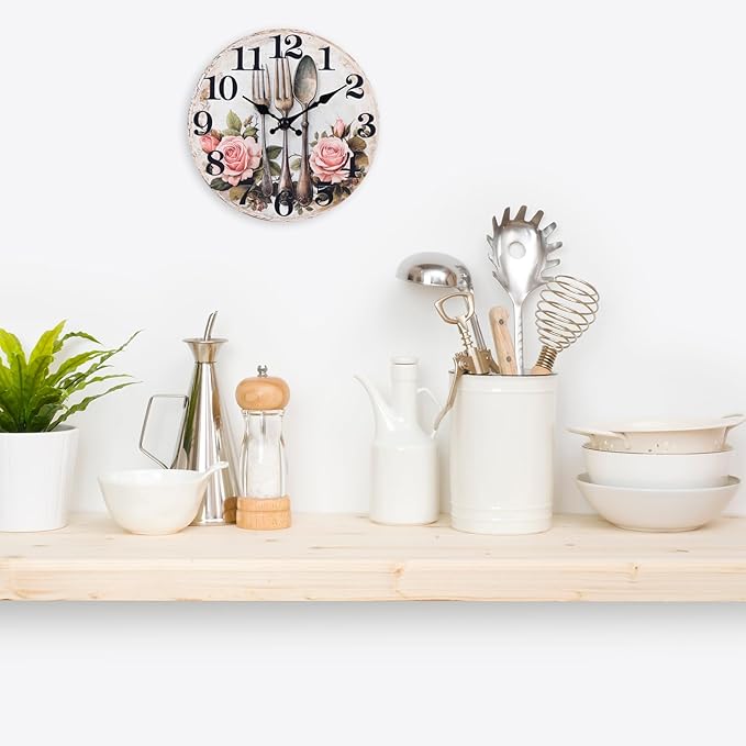 Kitchen Wall Clock, Vintage Floral Wall Clocks