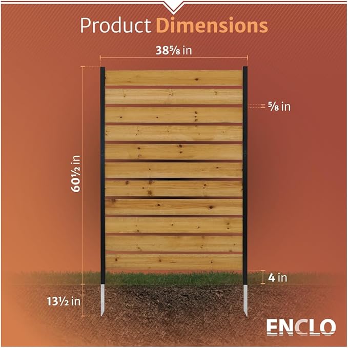 5ft H x 3.2ft W No Dig Enclo Concord Cedar Wood Privacy Screen, Great to Hide