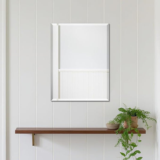 Beveled Bathroom Mirror for Wall, Rectangle Frameless Wall Mirror 16" x 12"
