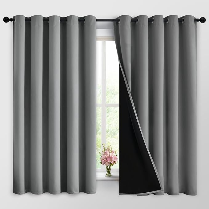 Yakamok 100% Grey Blackout Curtains