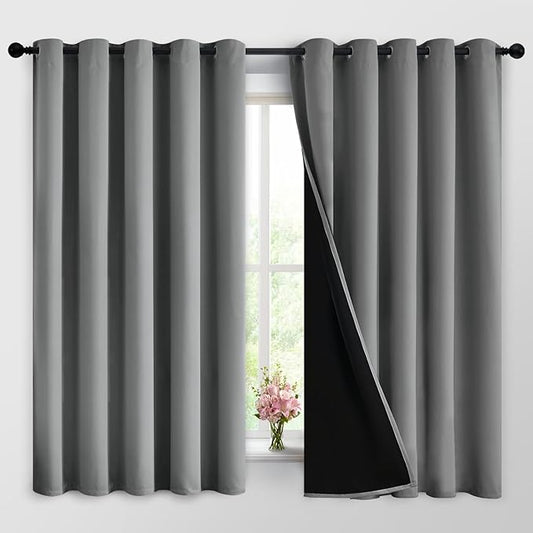 Yakamok 100% Grey Blackout Curtains