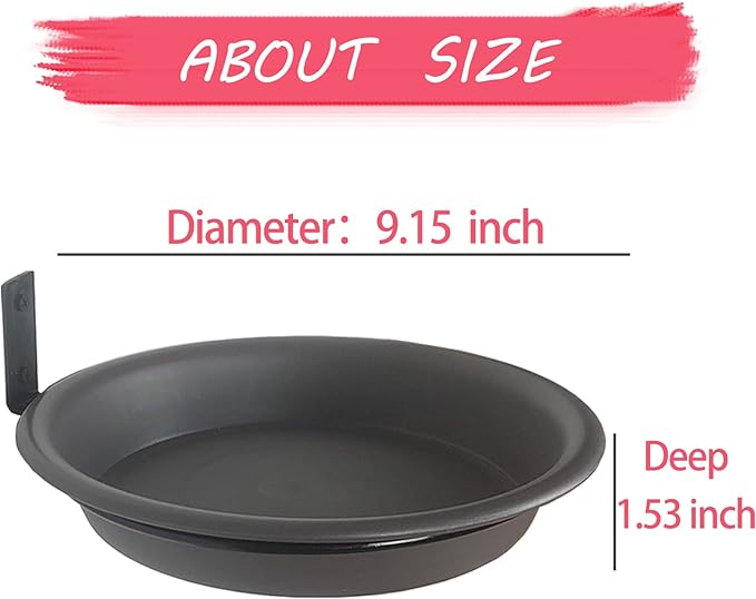 2 Bird Feeders Tree Mounted with Heavy Duty Sturdy Steel, 9.15” in Diameter×1.53" Deep Dark Brown Bird Bath Tray,Installed on Wooden Fences, Trees, Deck,Indoor and Outdoor Walls