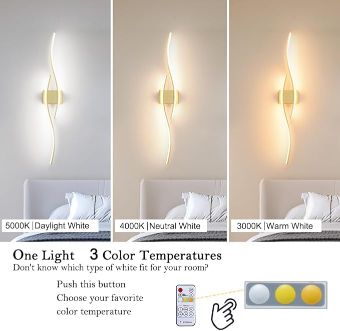 Modern Wall Sconces Set of 2, Dimmable LED