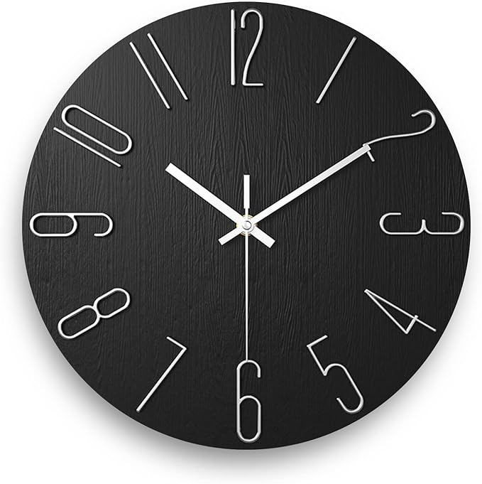 Wall Clock, Silent Clock, Wall Clocks Battery Operated， 12 inch Modern Wall