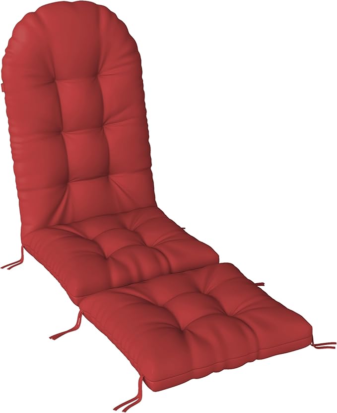 Adirondack Chair Cushion with Ottoman, Folding Adjustable Adirondack Seat Cushions, Waterproof Adirondack Patio Chair Pads for Garden, Deck, or Poolside, Large-Red-1