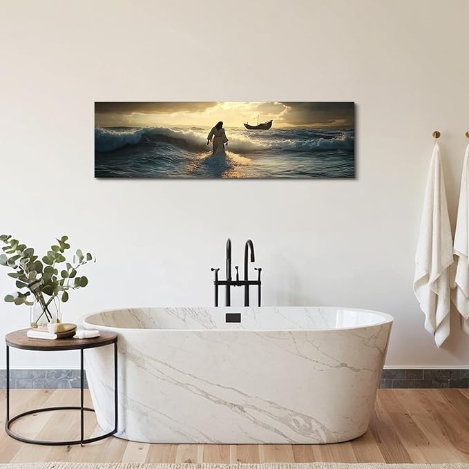 Jesus Walking on Water Wall Art Christian Picture Wall Decor